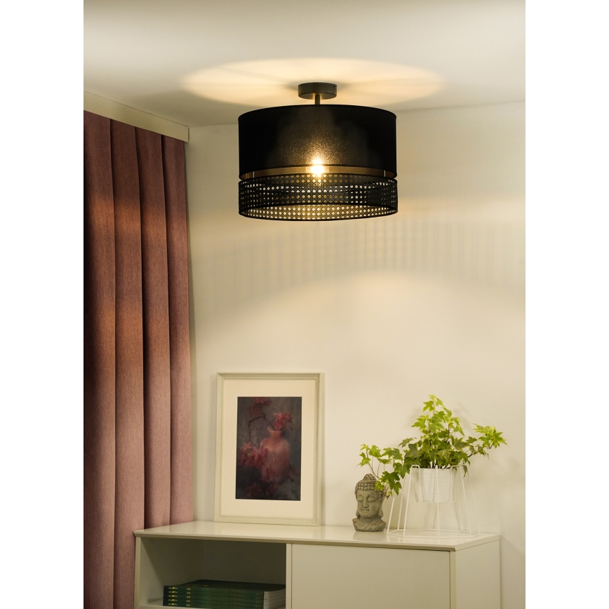 Duolla - Lampadario a plafone DOUBLE RATTAN 1xE27/15W/230V diametro 40 cm nero