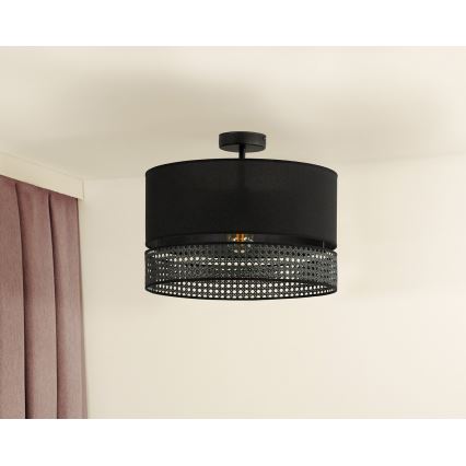 Duolla - Lampadario a plafone DOUBLE RATTAN 1xE27/15W/230V diametro 40 cm nero