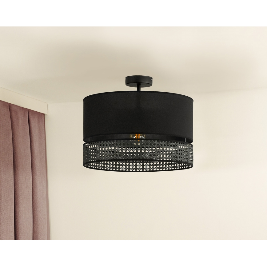 Duolla - Lampadario a plafone DOUBLE RATTAN 1xE27/15W/230V diametro 40 cm nero