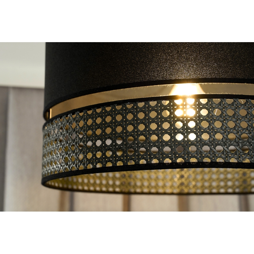 Duolla - Lampadario a plafone DOUBLE RATTAN 1xE27/15W/230V diametro 40 cm nero