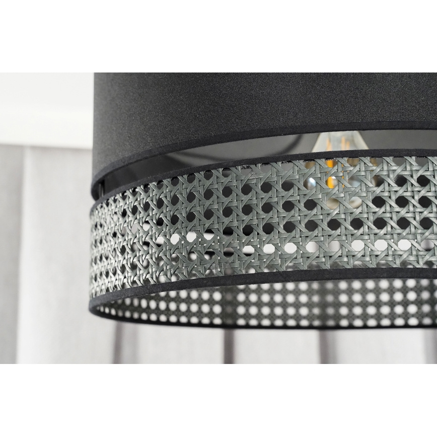Duolla - Lampadario a plafone DOUBLE RATTAN 1xE27/15W/230V diametro 40 cm nero
