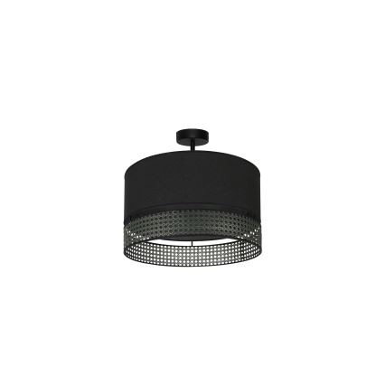 Duolla - Lampadario a plafone DOUBLE RATTAN 1xE27/15W/230V diametro 40 cm nero