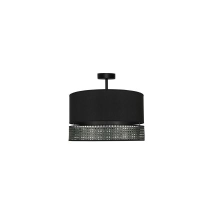Duolla - Lampadario a plafone DOUBLE RATTAN 1xE27/15W/230V diametro 40 cm nero