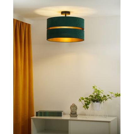 Duolla - Lampadario a plafone DUO 1xE27/15W/230V diametro 40 cm verde/oro