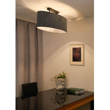 Duolla - Lampadario a plafone OVAL 2xE27/15W/230V grigio