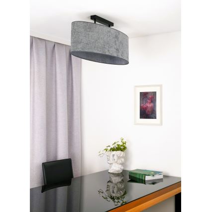 Duolla - Lampadario a plafone OVAL 2xE27/15W/230V grigio