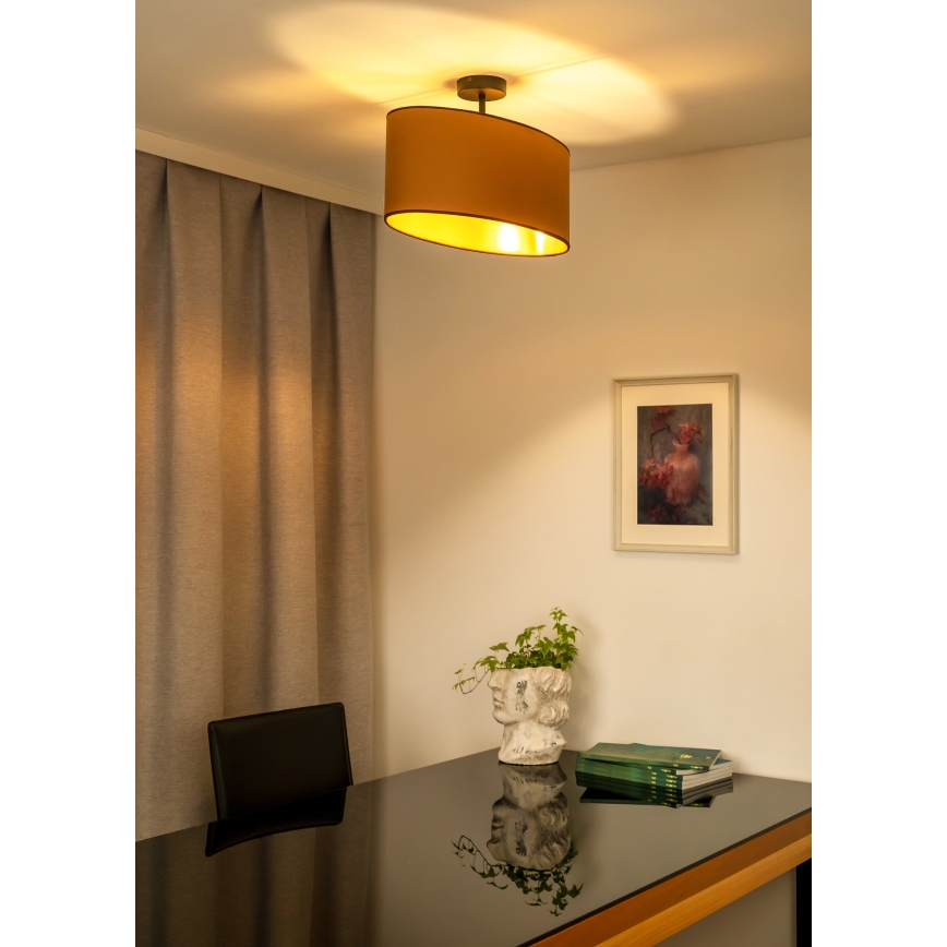 Duolla - Lampadario a plafone OVAL VEGAN 1xE27/15W/230V marrone