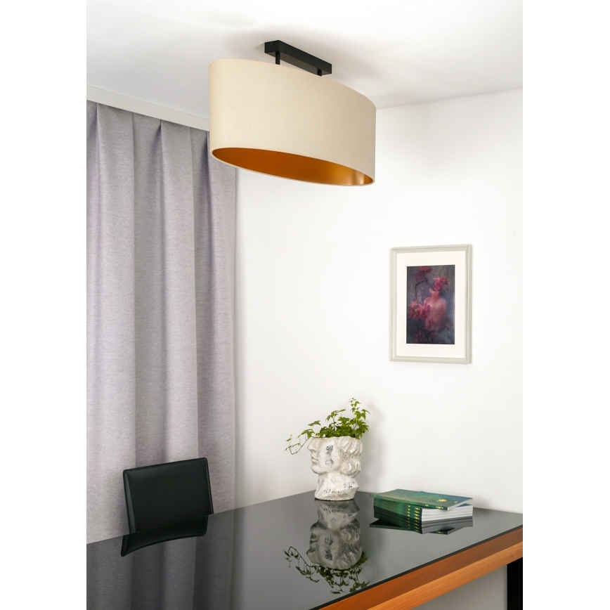 Duolla - Lampadario a plafone OVAL VEGAN 2xE27/15W/230V color crema