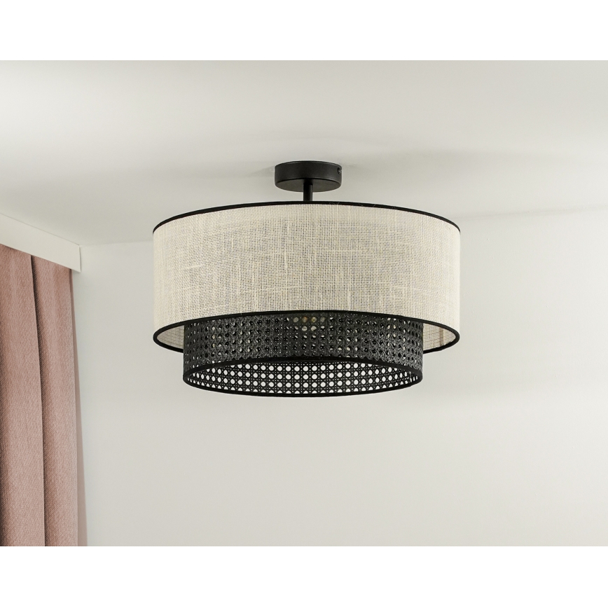 Duolla - Lampadario a plafone RATTAN YUTE 1xE27/15W/230V diametro 45 cm color crema/nero