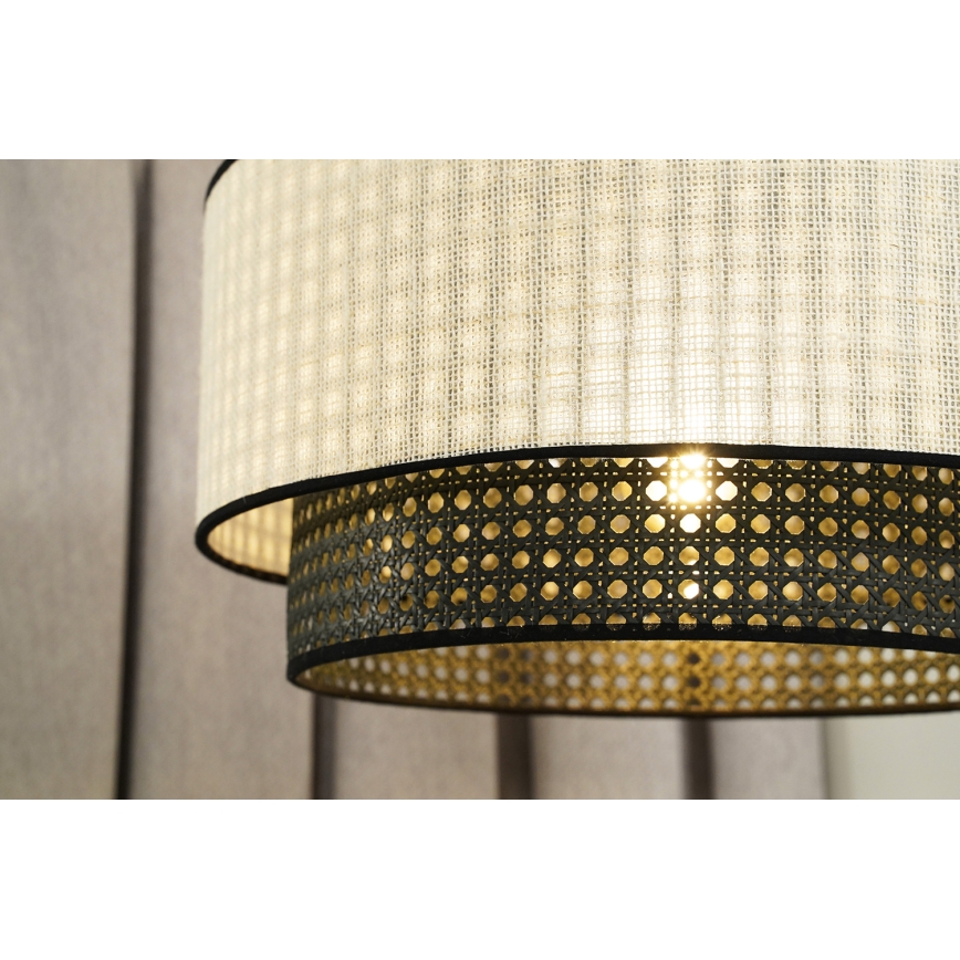 Duolla - Lampadario a plafone RATTAN YUTE 1xE27/15W/230V diametro 45 cm color crema/nero