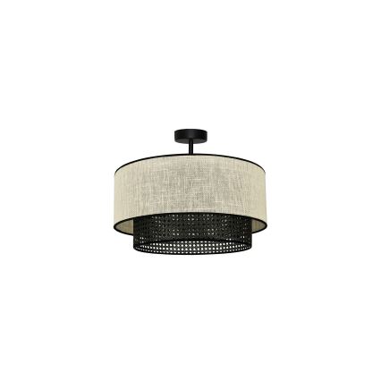 Duolla - Lampadario a plafone RATTAN YUTE 1xE27/15W/230V diametro 45 cm color crema/nero