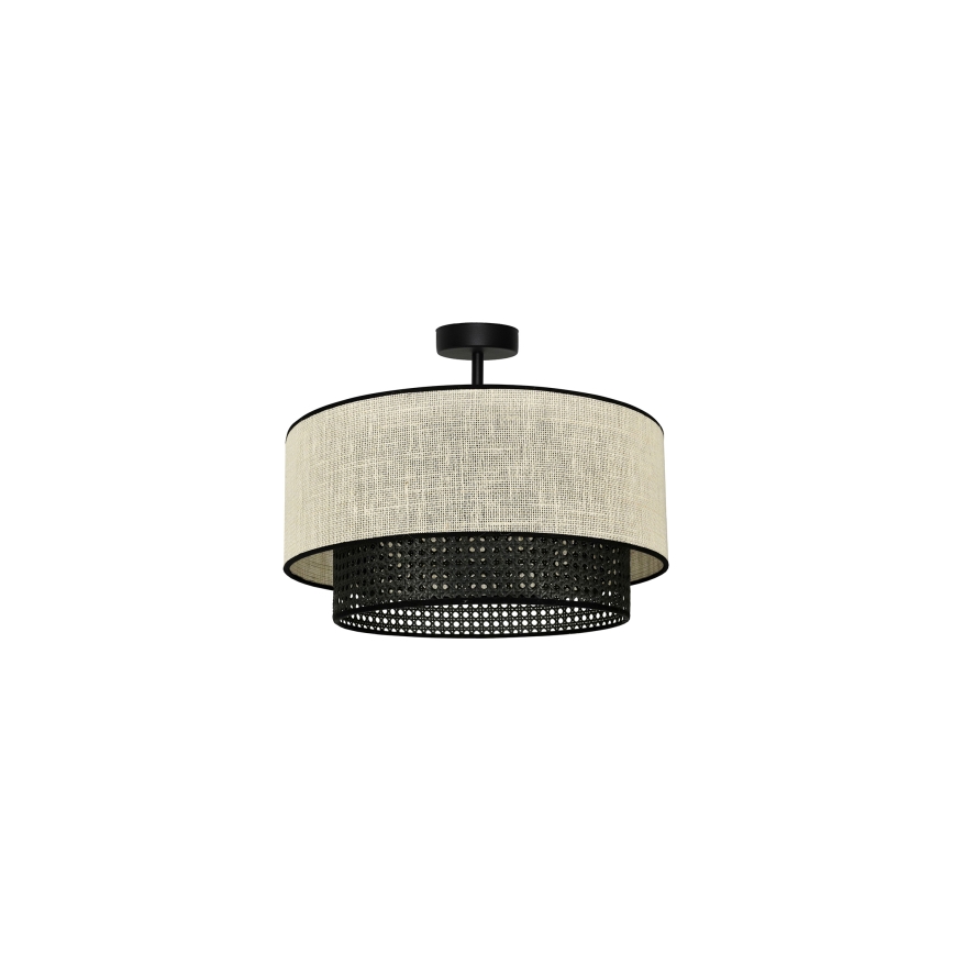 Duolla - Lampadario a plafone RATTAN YUTE 1xE27/15W/230V diametro 45 cm color crema/nero