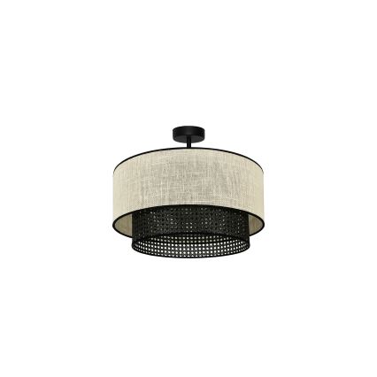 Duolla - Lampadario a plafone RATTAN YUTE 1xE27/15W/230V diametro 45 cm color crema/nero