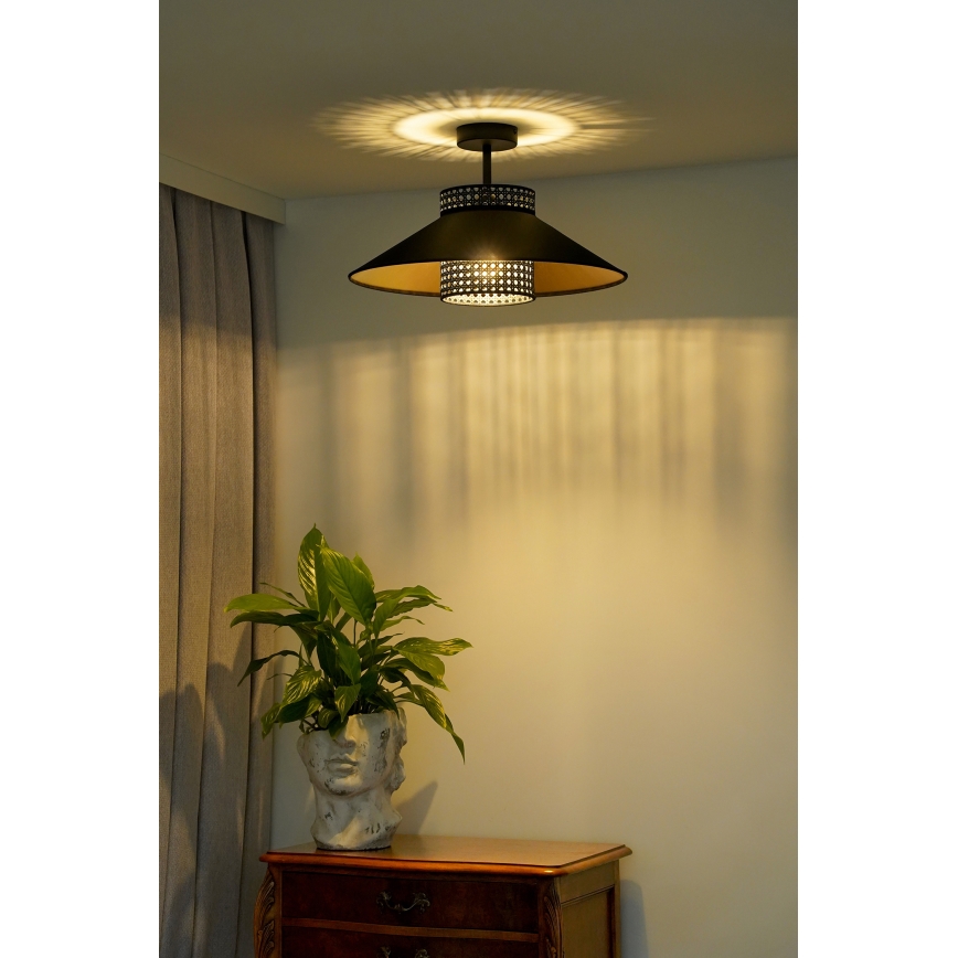 Duolla - Lampadario a plafone RIO RATTAN 1xE27/15W/230V diametro 45 cm nero/oro