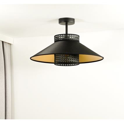 Duolla - Lampadario a plafone RIO RATTAN 1xE27/15W/230V diametro 45 cm nero/oro