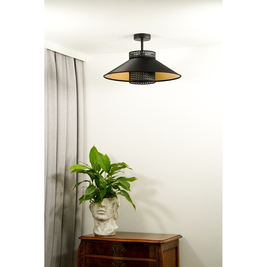 Duolla - Lampadario a plafone RIO RATTAN 1xE27/15W/230V diametro 45 cm nero/oro