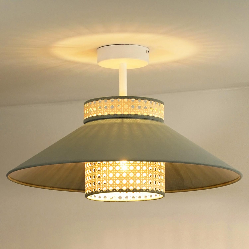 Duolla - Lampadario a plafone RIO RATTAN 1xE27/15W/230V diametro 45 cm verde/rattan