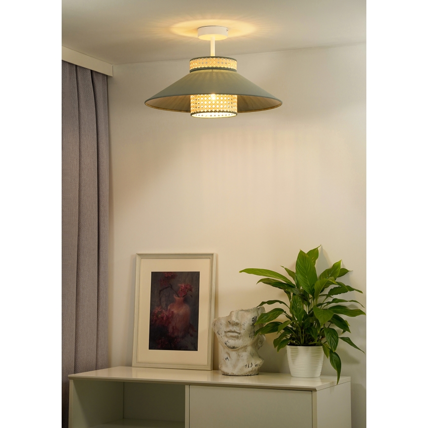 Duolla - Lampadario a plafone RIO RATTAN 1xE27/15W/230V diametro 45 cm verde/rattan
