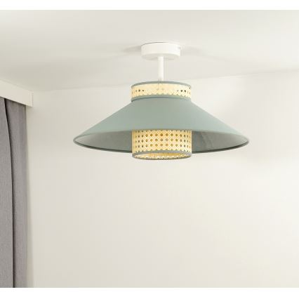 Duolla - Lampadario a plafone RIO RATTAN 1xE27/15W/230V diametro 45 cm verde/rattan