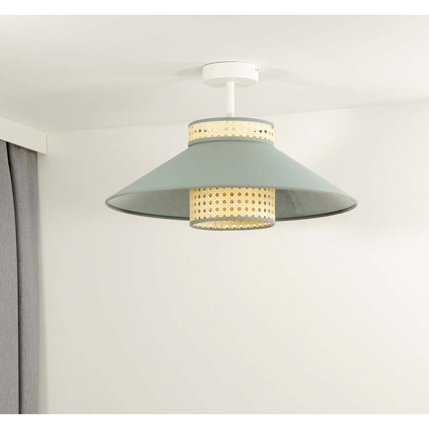Duolla - Lampadario a plafone RIO RATTAN 1xE27/15W/230V diametro 45 cm verde/rattan