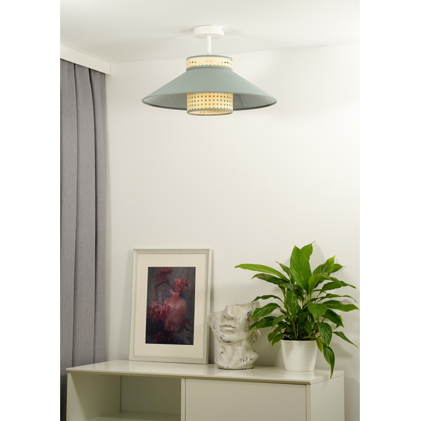 Duolla - Lampadario a plafone RIO RATTAN 1xE27/15W/230V diametro 45 cm verde/rattan