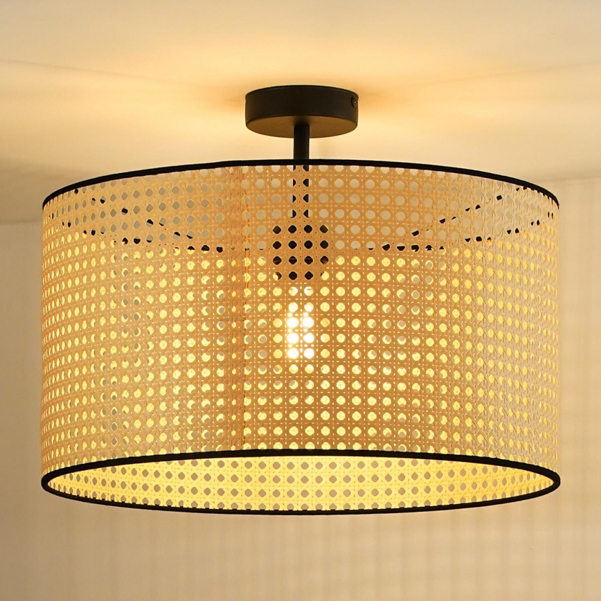 Duolla - Lampadario a plafone ROLLER RATTAN 1xE27/15W/230V diametro 45 cm beige/nero