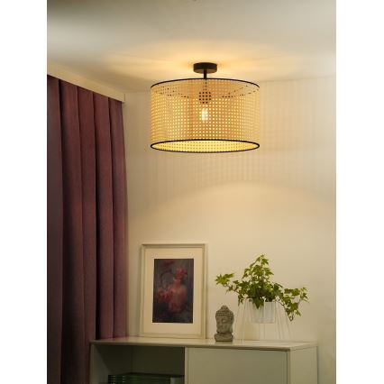 Duolla - Lampadario a plafone ROLLER RATTAN 1xE27/15W/230V diametro 45 cm beige/nero