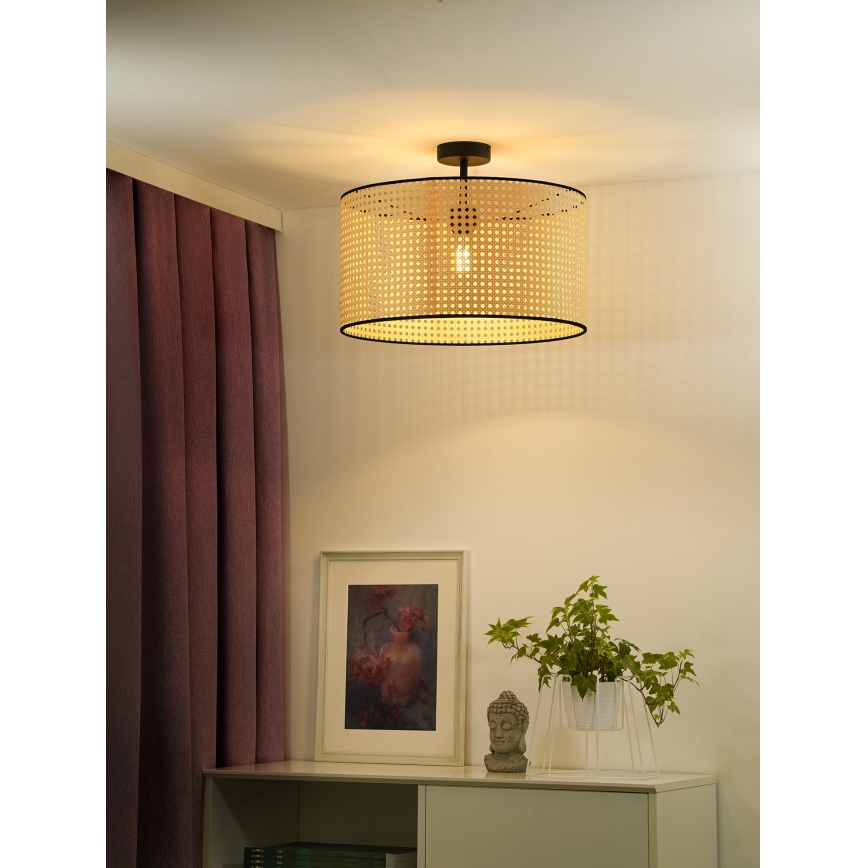 Duolla - Lampadario a plafone ROLLER RATTAN 1xE27/15W/230V diametro 45 cm beige/nero