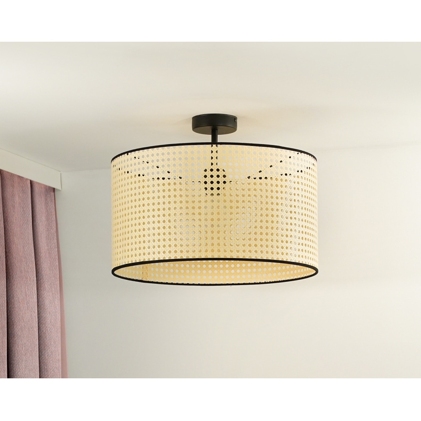 Duolla - Lampadario a plafone ROLLER RATTAN 1xE27/15W/230V diametro 45 cm beige/nero