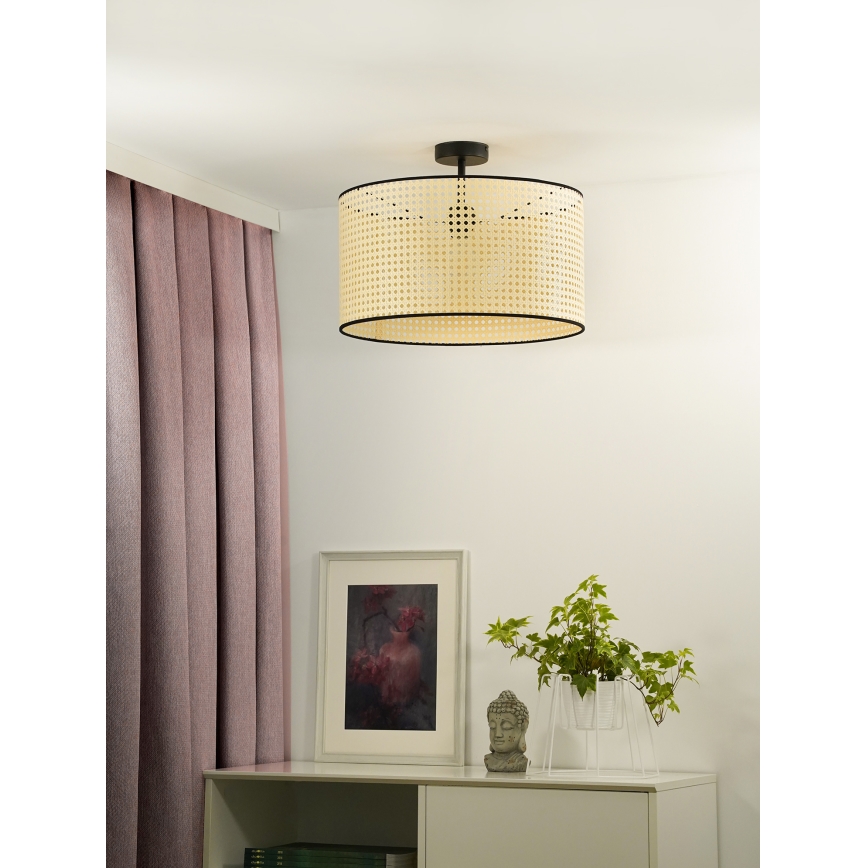 Duolla - Lampadario a plafone ROLLER RATTAN 1xE27/15W/230V diametro 45 cm beige/nero