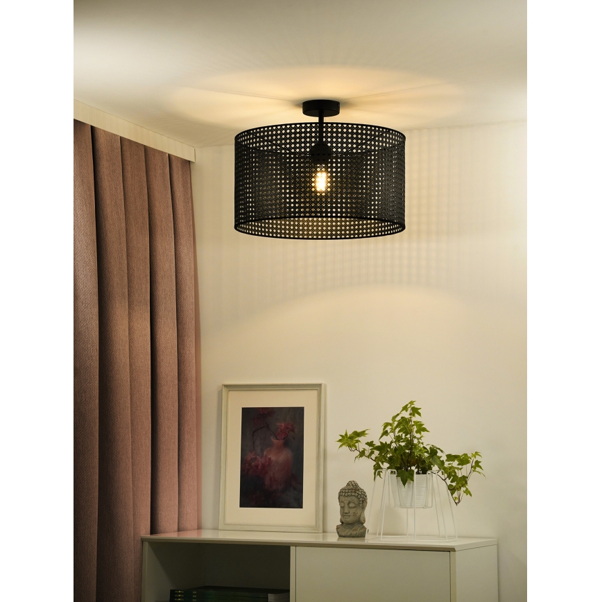 Duolla - Lampadario a plafone ROLLER RATTAN 1xE27/15W/230V diametro 45 cm nero