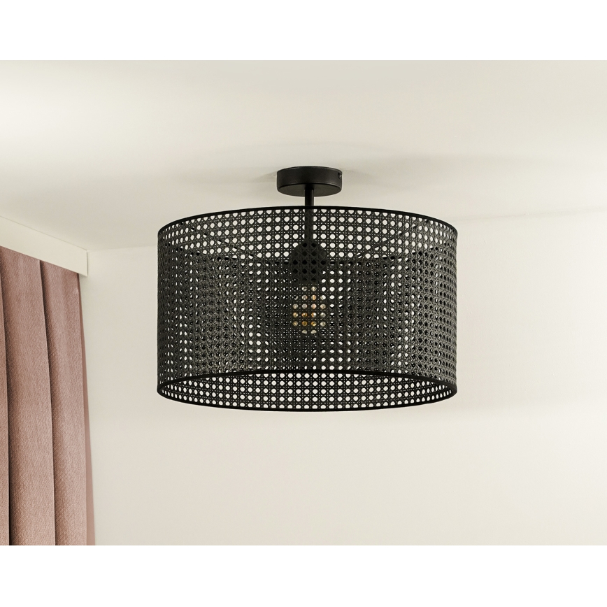 Duolla - Lampadario a plafone ROLLER RATTAN 1xE27/15W/230V diametro 45 cm nero