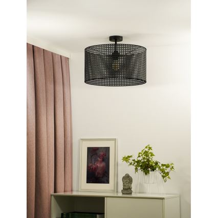 Duolla - Lampadario a plafone ROLLER RATTAN 1xE27/15W/230V diametro 45 cm nero