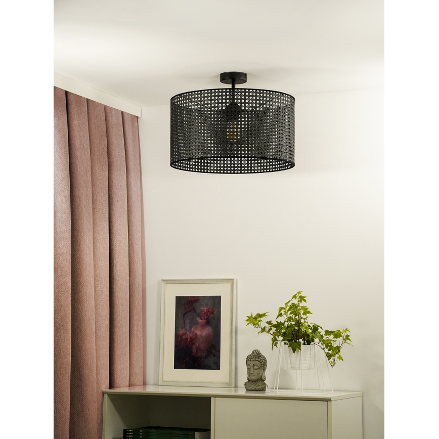Duolla - Lampadario a plafone ROLLER RATTAN 1xE27/15W/230V diametro 45 cm nero