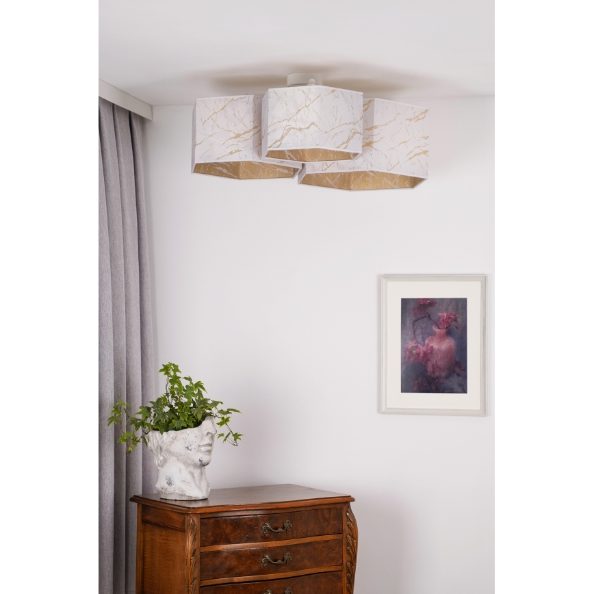 Duolla - Lampadario a plafone ROLLER TRIO HEX 3xE27/15W/230V bianco/oro