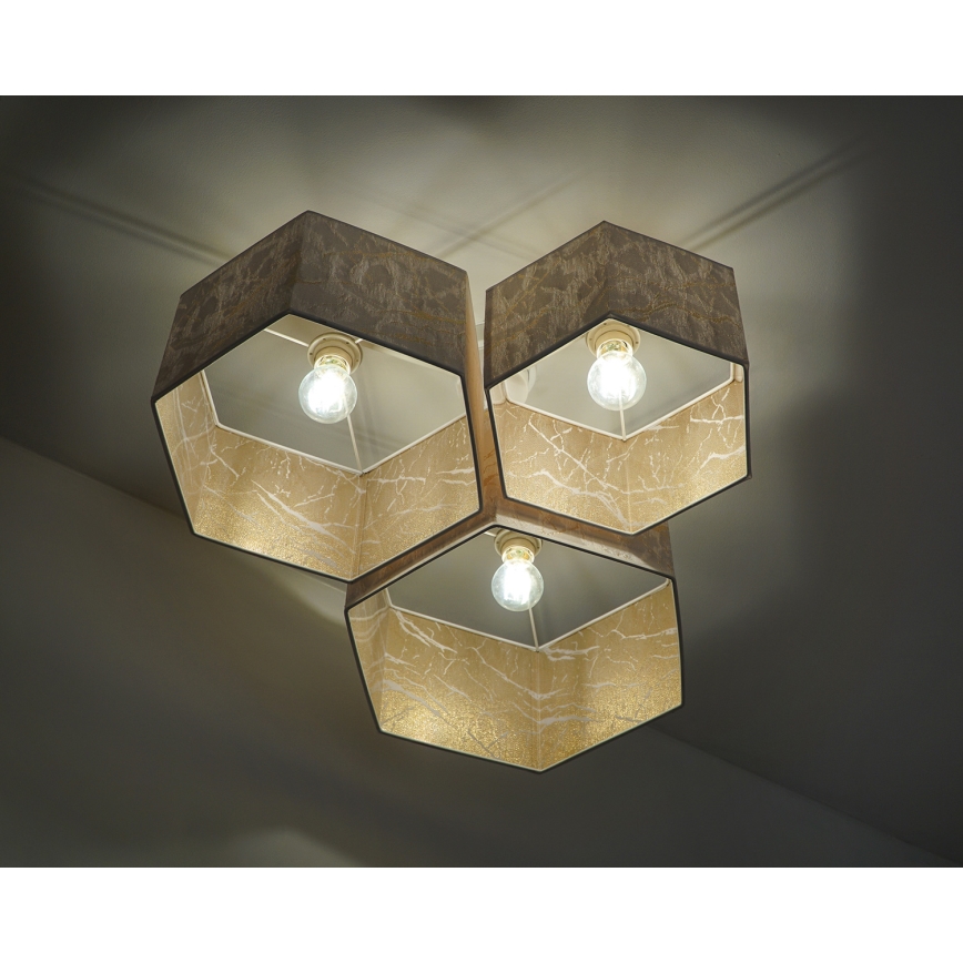 Duolla - Lampadario a plafone ROLLER TRIO HEX 3xE27/15W/230V bianco/oro