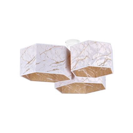 Duolla - Lampadario a plafone ROLLER TRIO HEX 3xE27/15W/230V bianco/oro