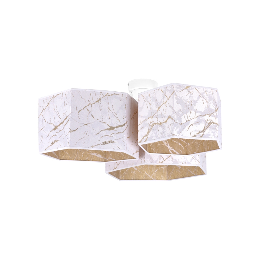 Duolla - Lampadario a plafone ROLLER TRIO HEX 3xE27/15W/230V bianco/oro
