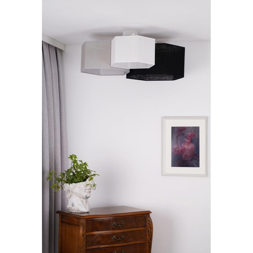 Duolla - Lampadario a plafone ROLLER TRIO HEX 3xE27/15W/230V nero/grigio/bianco