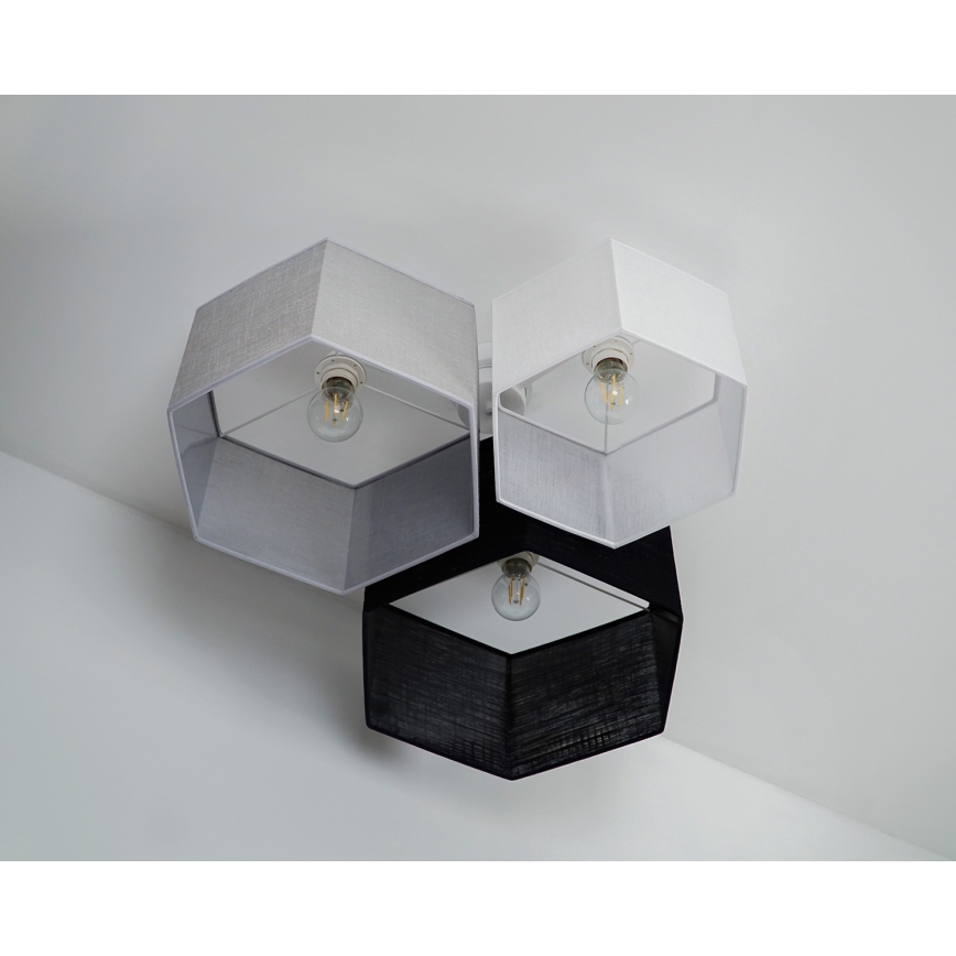 Duolla - Lampadario a plafone ROLLER TRIO HEX 3xE27/15W/230V nero/grigio/bianco