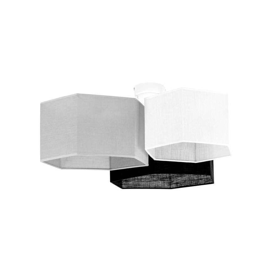 Duolla - Lampadario a plafone ROLLER TRIO HEX 3xE27/15W/230V nero/grigio/bianco