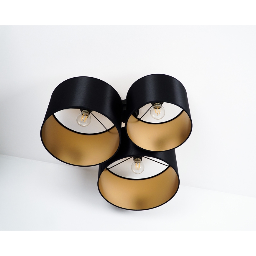 Duolla - Lampadario a plafone ROLLER TRIO SHINY 3xE27/15W/230V nero/oro