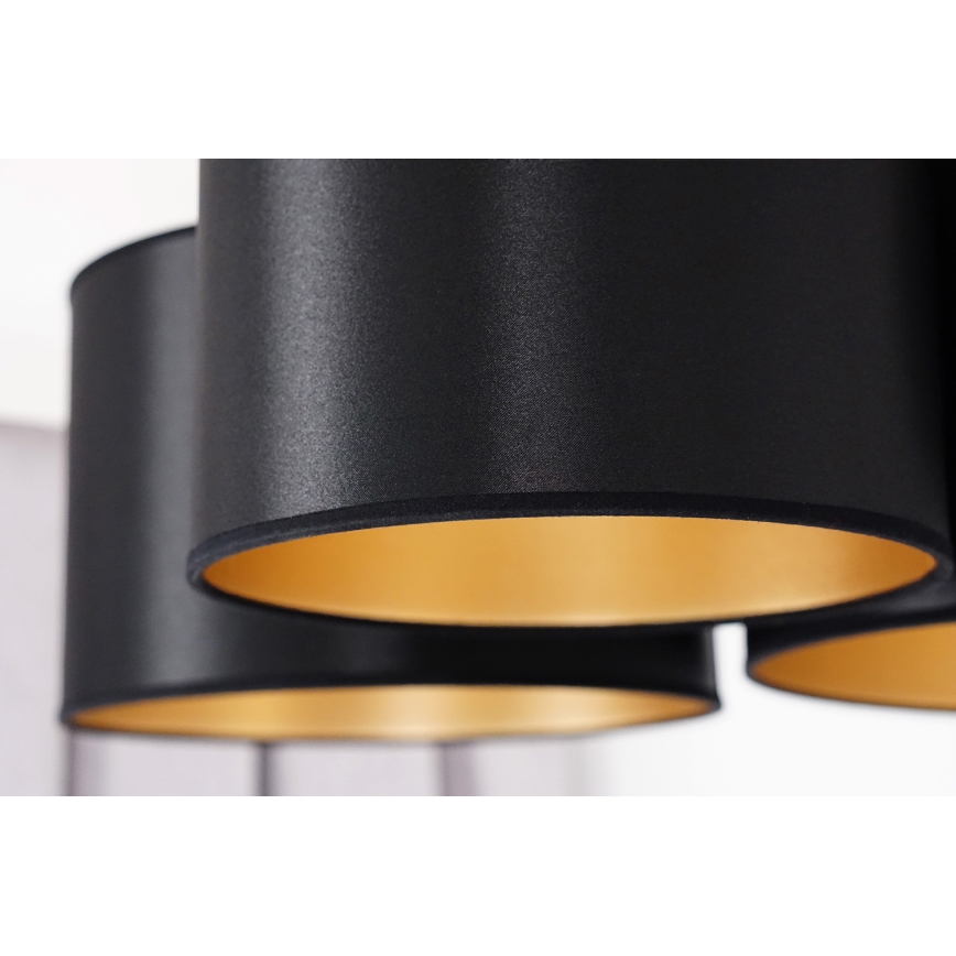 Duolla - Lampadario a plafone ROLLER TRIO SHINY 3xE27/15W/230V nero/oro