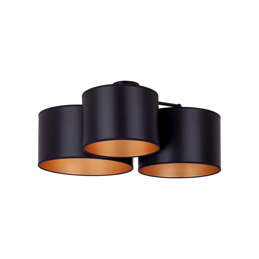 Duolla - Lampadario a plafone ROLLER TRIO SHINY 3xE27/15W/230V nero/oro