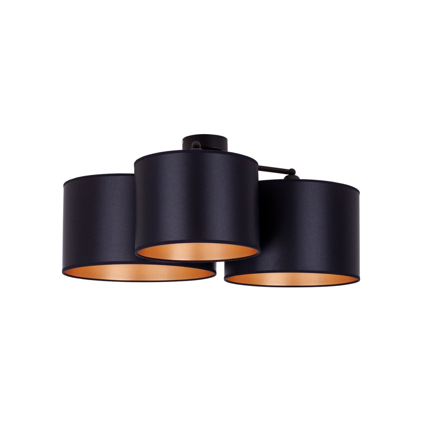 Duolla - Lampadario a plafone ROLLER TRIO SHINY 3xE27/15W/230V nero/oro