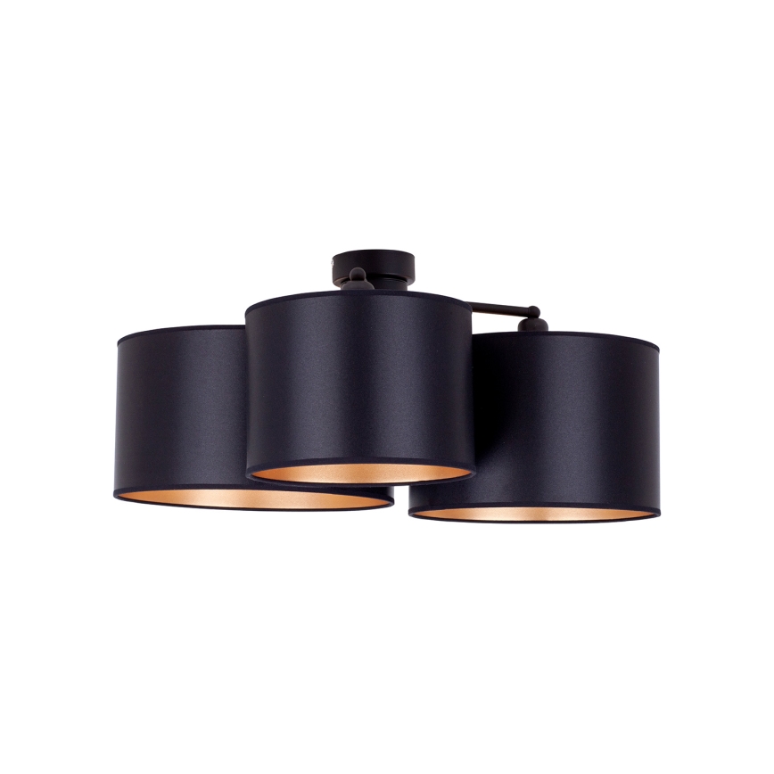 Duolla - Lampadario a plafone ROLLER TRIO SHINY 3xE27/15W/230V nero/oro