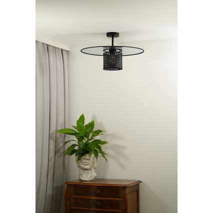 Duolla - Lampadario a plafone TOKYO RATTAN 1xE27/15W/230V diametro 50 cm nero/argento