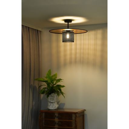 Duolla - Lampadario a plafone TOKYO RATTAN 1xE27/15W/230V diametro 50 cm oro/nero