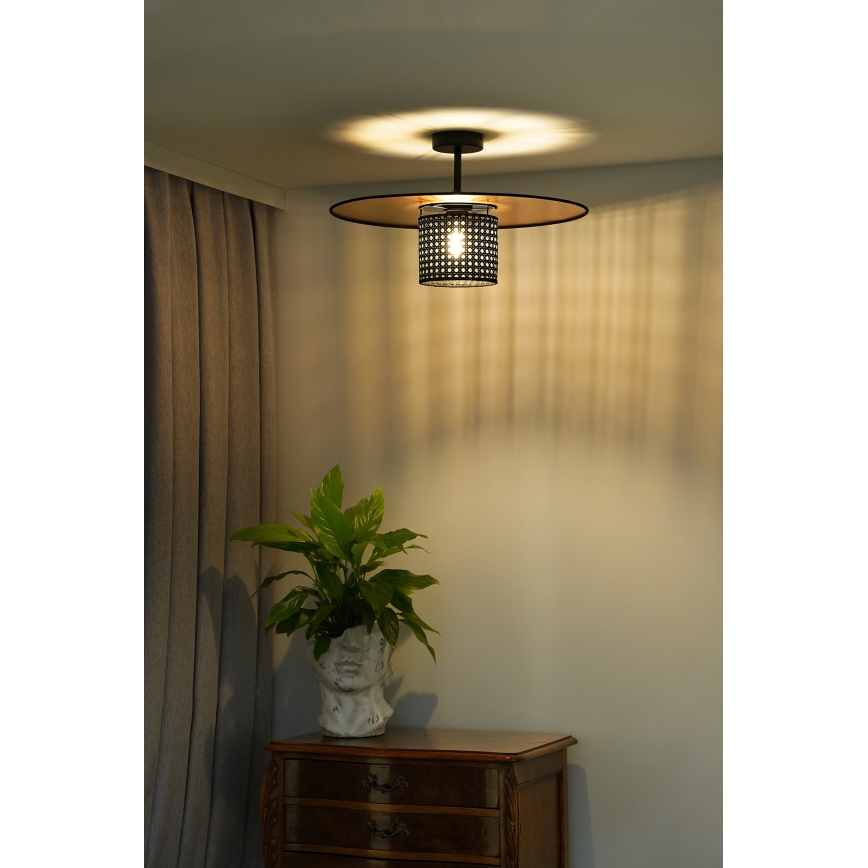 Duolla - Lampadario a plafone TOKYO RATTAN 1xE27/15W/230V diametro 50 cm oro/nero