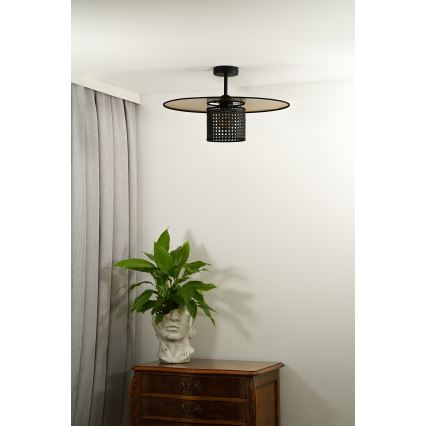 Duolla - Lampadario a plafone TOKYO RATTAN 1xE27/15W/230V diametro 50 cm oro/nero
